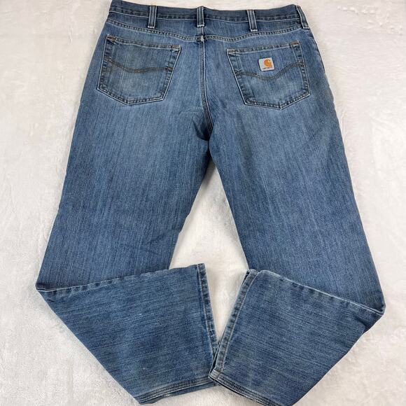 2 Pair Carhartt Men’s distressed Blue size 36x30 workwear - Picture 6 of 9